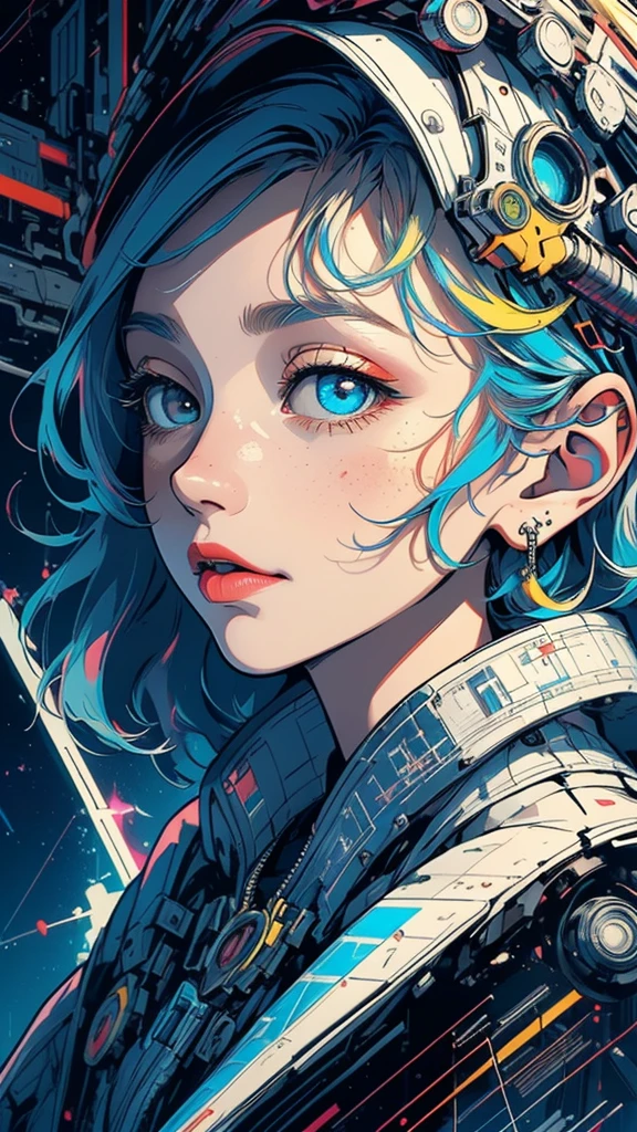 (((masterpiece, highest quality))),(((solo:1.2))),(((1girl:1.2))),32k wallpaper, very detailed, poster, vintage science fiction,(((((geometric cinematic movie poster))))), (bauhaus), shape,(((abstract))),(mid century modern),movie poster,(((((portfolio))))),(((((Close-up))))),(((((bust up))))),((((more various angle)))),(((highlight))),Vast landscape,((((heterochromia)))),(((complete. detailed face))),(((Extremely talented))),(((most complecated machine))),Colorful color scheme