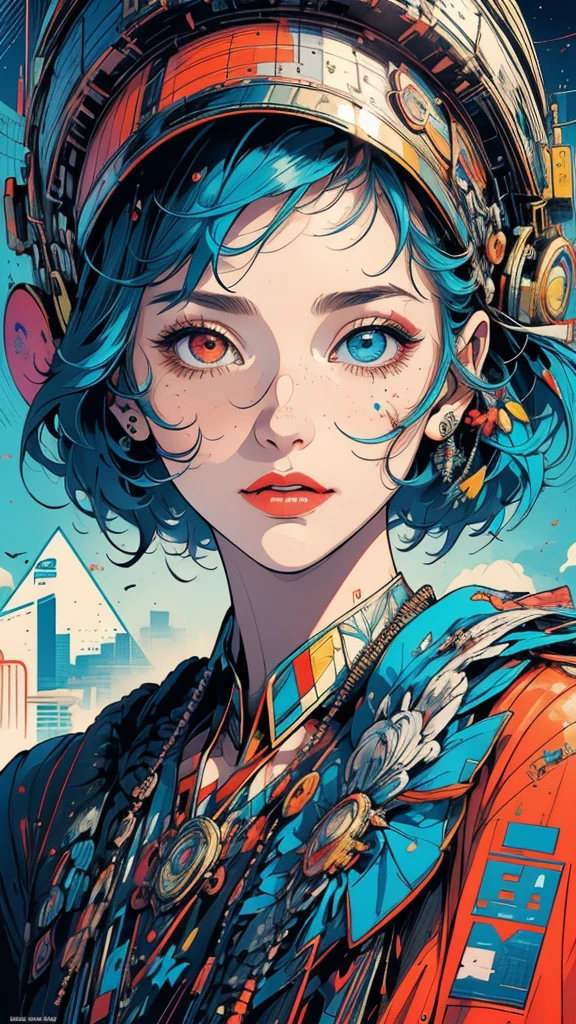 (((masterpiece, highest quality))),(((solo:1.2))),(((1girl:1.2))),32k wallpaper, very detailed, poster, vintage science fiction,(((((geometric cinematic movie poster))))), (bauhaus), shape,(((abstract))),(mid century modern),movie poster,(((((portfolio))))),(((((Close-up))))),(((((bust up))))),((((more various angle)))),(((highlight))),Vast landscape,((((heterochromia)))),(((complete. detailed face))),(((Extremely talented))),(((most complecated machine))),Colorful color scheme