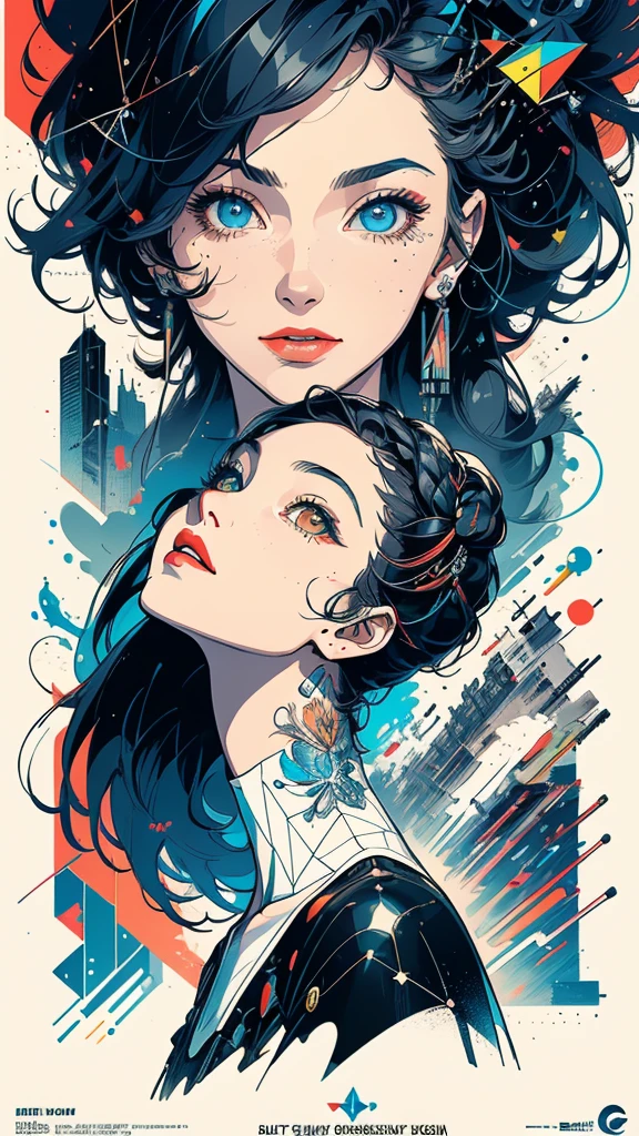 (((masterpiece, highest quality))),(((solo:1.2))),(((1girl:1.2))),32k wallpaper, very detailed, poster, vintage science fiction,(((((geometric cinematic movie poster))))), (bauhaus), shape,(((abstract))),(mid century modern),movie poster,(((((portfolio))))),(((((Close-up))))),(((((bust up))))),((((more various angle)))),(((highlight))),Vast landscape,((((heterochromia)))),(((complete. detailed face))),(((Extremely talented))),(((most complecated machine))),Colorful color scheme