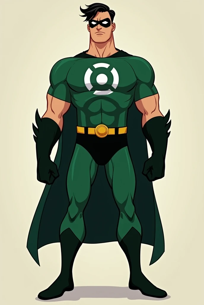 Pixar disney style. Super hero, wearing a dark green outfit, shield logo, full body, poster