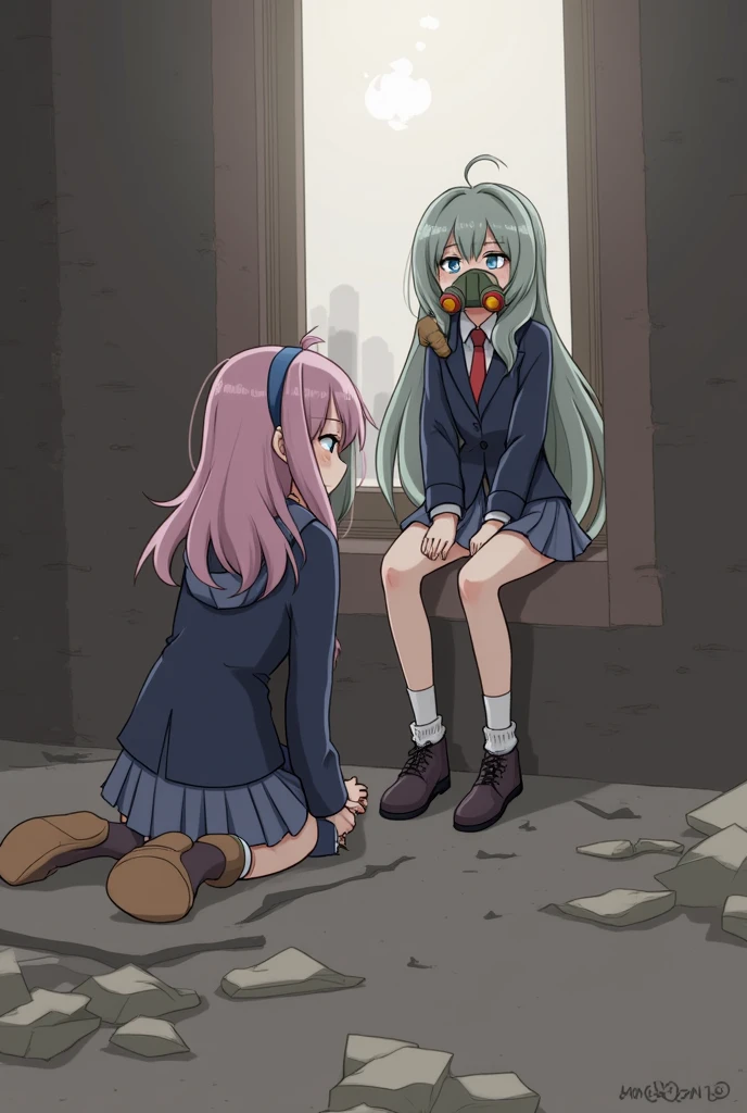 Farts, Felt Fuchs, Acoustics, fartチューブ, hoses, sitting on face, gas mask, facesitting,grin and laugh,in the ruins,Two anime girls,fart,Farts,fart,fart,farting
