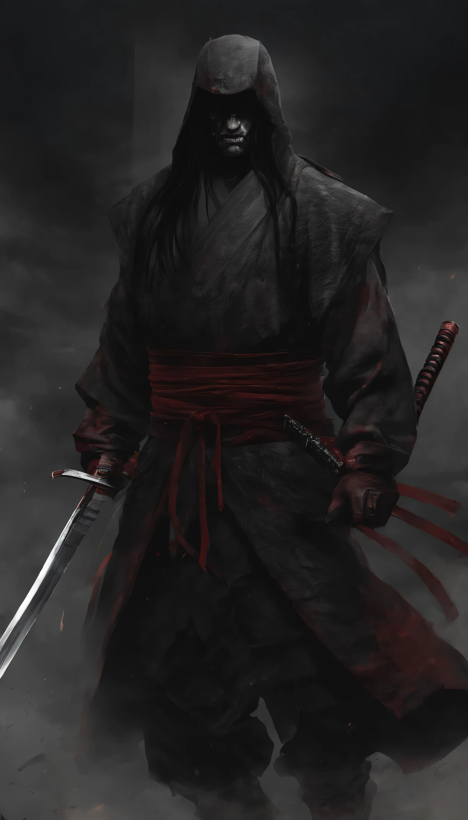 Samurai X Quilonman, alone, Long Hair, One boy, ponytail, Men's Center, Redhead, kimono, kimono, scar, knife, sheath, scar on face, warrior,
