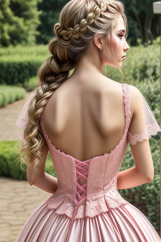 1 gorgeous European blonde woman ,age 23, wavy hair with a bun, she is a men magazine model, she flirts with camera, in a corset posing in front of a window, (she looks outside, downside, through the window:1.3),jaw dropping beauty, very tight corset, (in a random color velvet and lace corset:1.2) , jaw-dropping beauty, corset, stunning appealing figure, captivating and enticing, attractive and beautiful, gorgeous face and figure