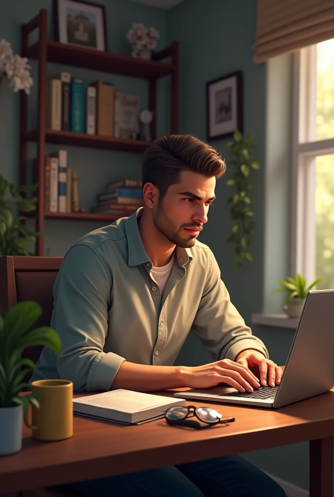 A man working with his laptop 