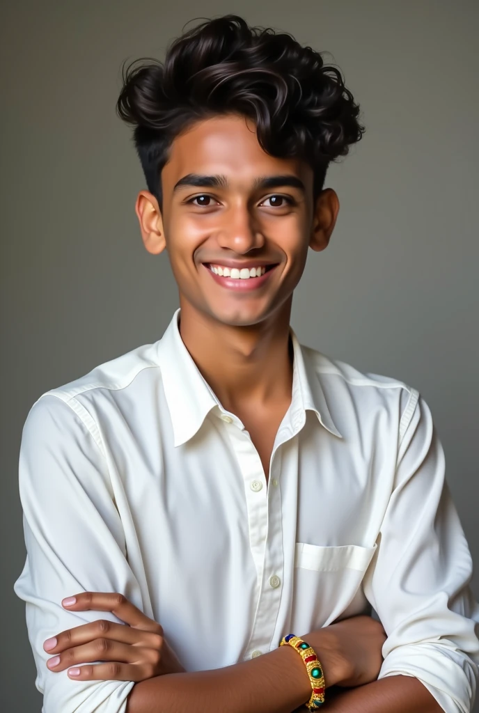 Handsome guy, with curly hair, round face, white shirt, hight 5.4, weare rakhi