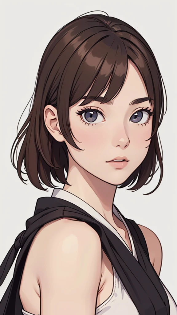 (((masterpiece, best quality, ultra highres, 1 girl, solo, white background))), super detailed skin and face and eyes and finger, beautiful japanese woman, flat breasts:1.5, skinny, light brown hair, very short pixie hair, pixie haircut, knee shot, no background, 2D anime, boyish, Various clothes, Various poses, Various facial expressions, draw the entire character within the frame, ensuring that the head, arms and legs are not cut off, with the character positioned centrally,