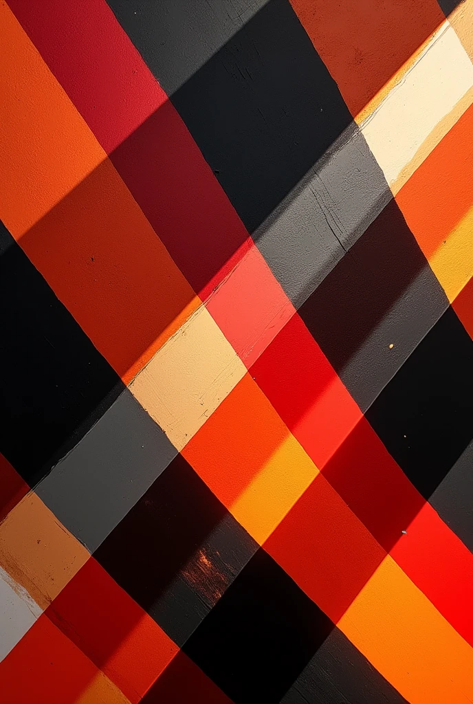 Big Red, Black, Orange and White strips overlapping each other from random directions creating a simple but beautiful pattern, detailed colour textures, 4K resolution