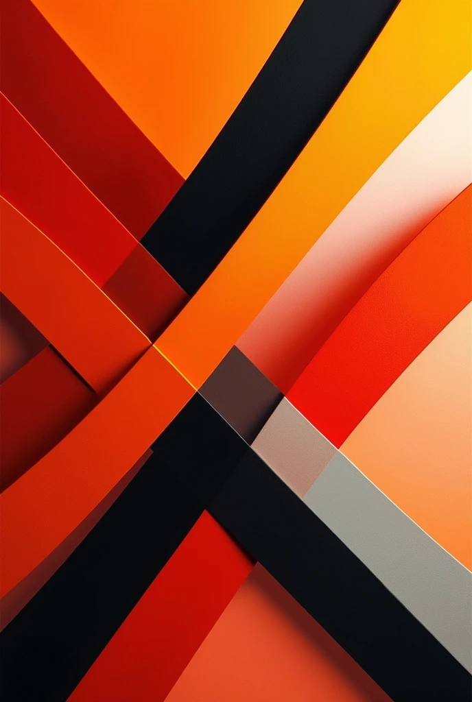 Big Red, Black, Orange and White strips overlapping each other from random  directions creating a simple but beautiful pattern, detailed colour textures, 4K resolution 