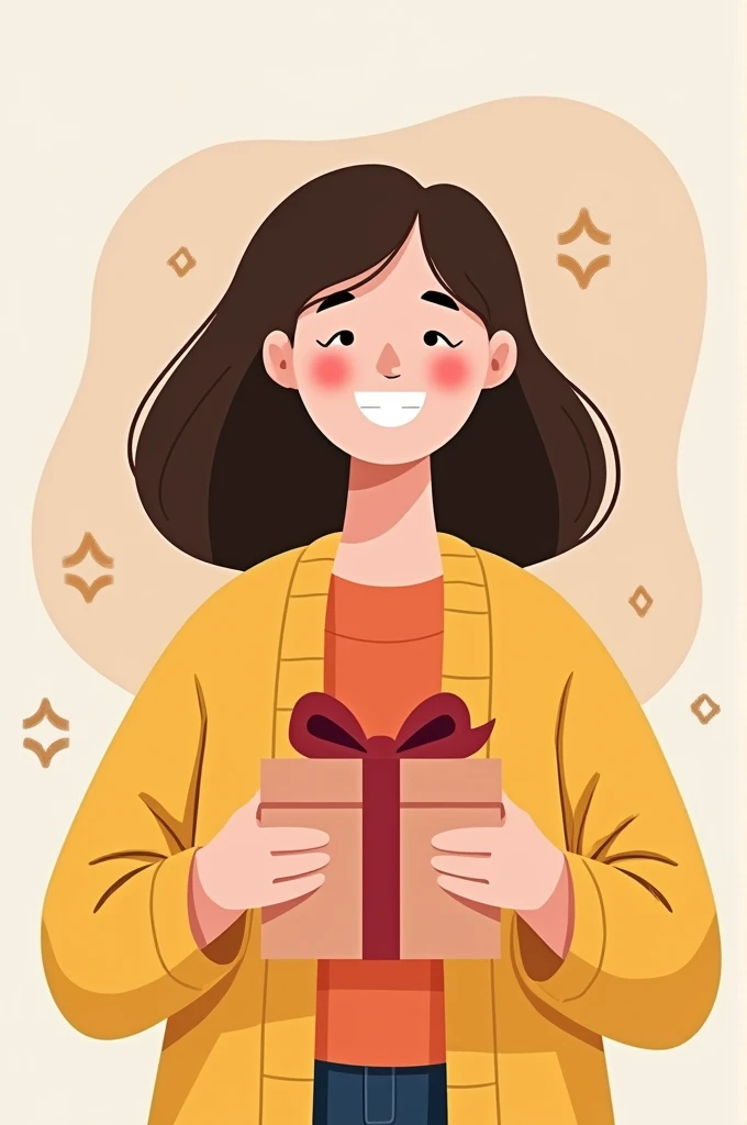 I want to create a logo of a happy person bringing a gift to others
