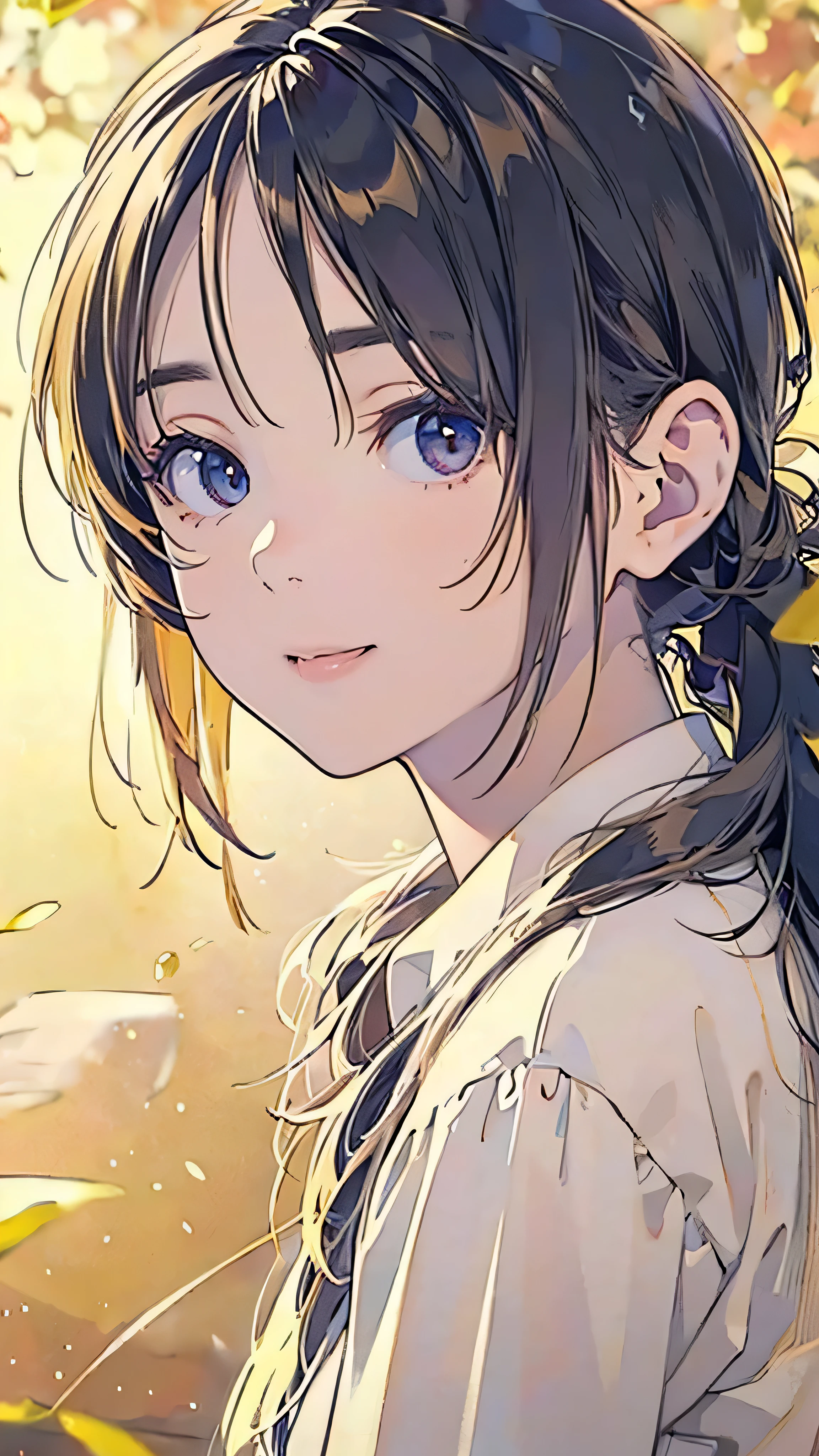 Official Art, wallpaper, Very detailed, (((Very detailedな目と顔))), Realistic portraits, (Highest quality, masterpiece, High resolution), (High resolutionスキン: 1.2), 8K Ultra HD, Backlight, Background Blur, smile, One Woman, Close-up of a woman in a white shirt, Beautiful woman face, Attractive beautiful face, Beautiful face and perfect skin, Diffused, Natural skin glow, Attractive and beautiful, Enveloped in golden light, Gorgeous and attractive face, Soft Golden Hour Lighting, natural beauty expressive pose, Soft golden light, Attractive girl, Beautiful woman face, Golden Background