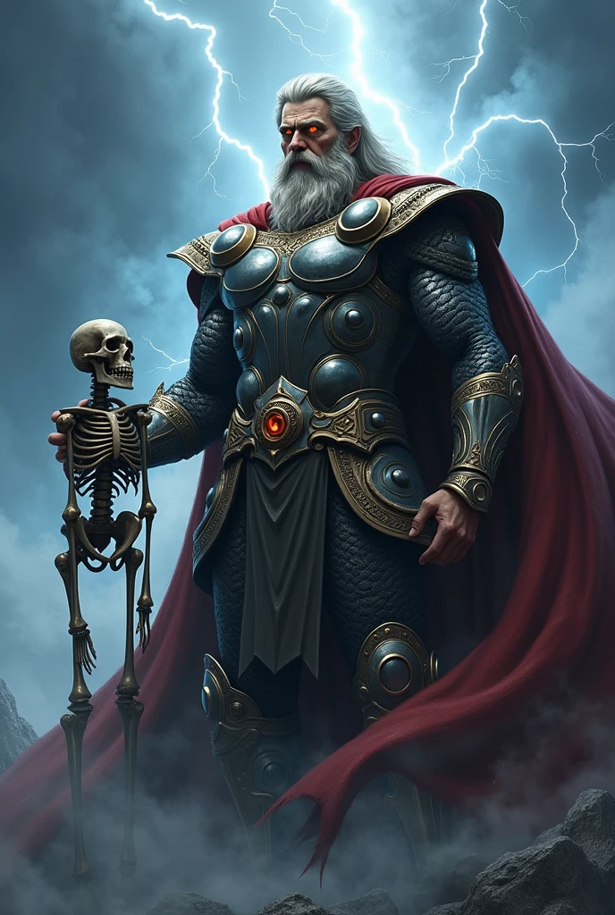 Only the king of Thor holding a skeleton human 