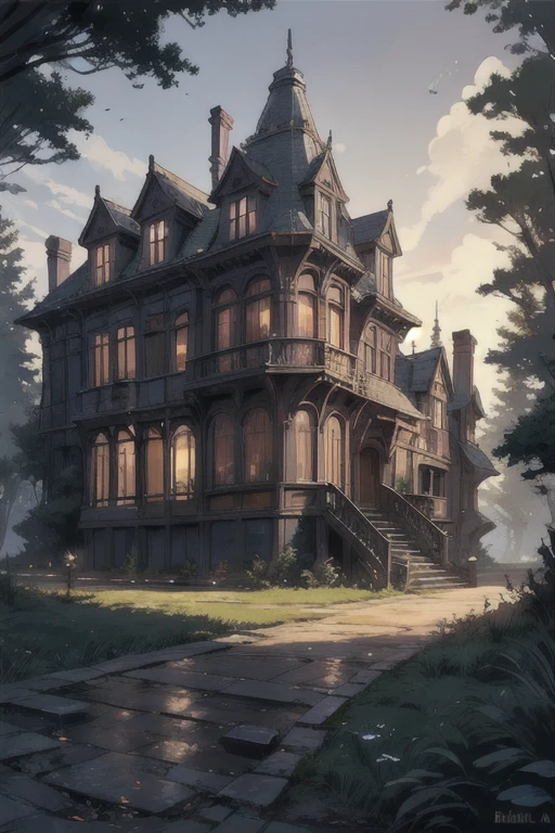 Old One Mansion，made of stone，Lower floor，in the forest，night，Creepy，like dark soul