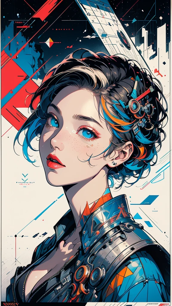 (((masterpiece, highest quality))),(((solo:1.2))),(((1girl:1.2))),32k wallpaper, very detailed, poster, vintage science fiction,(((((geometric cinematic movie poster))))), (bauhaus), shape,(((abstract))),(mid century modern),movie poster,(((((portfolio))))),(((((Close-up))))),(((((bust up))))),((((more various angle)))),(((highlight))),Vast landscape,((((heterochromia)))),(((complete. detailed face))),(((Extremely talented))),(((most complecated machine))),Colorful color scheme,(Cleavage)