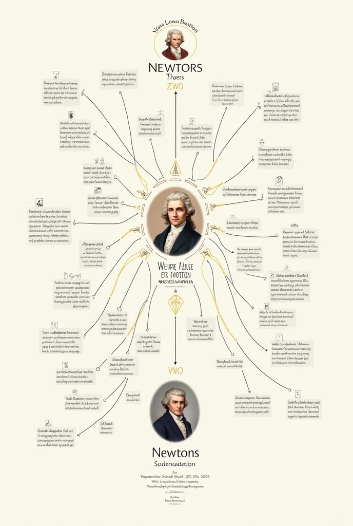 Create a readable detailed mind map with newton's 3 laws