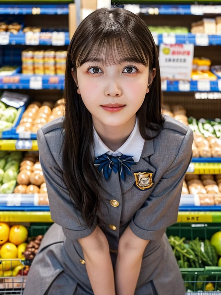 One Girl, (beautiful girl, Delicate girl:1.3), (************:1.3),
break, (Uniform Costume:1.3),
break, (Sitting in the supermarket:1.2),
break, Very beautiful eyes, (Symmetrical eyes:1.3),
break, Small breasts, Brown eyes, Parted bangs, Brown Hair, (Upper teeth, The best smile:0.2),
break, (Eye and facial details:1.0),
break, (masterpiece, Highest quality, Very detailed, Detailed face, 8k)