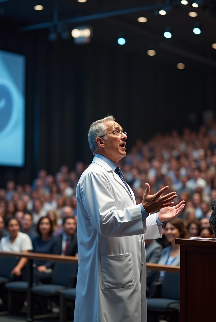 a doctor how's taking to audience 

