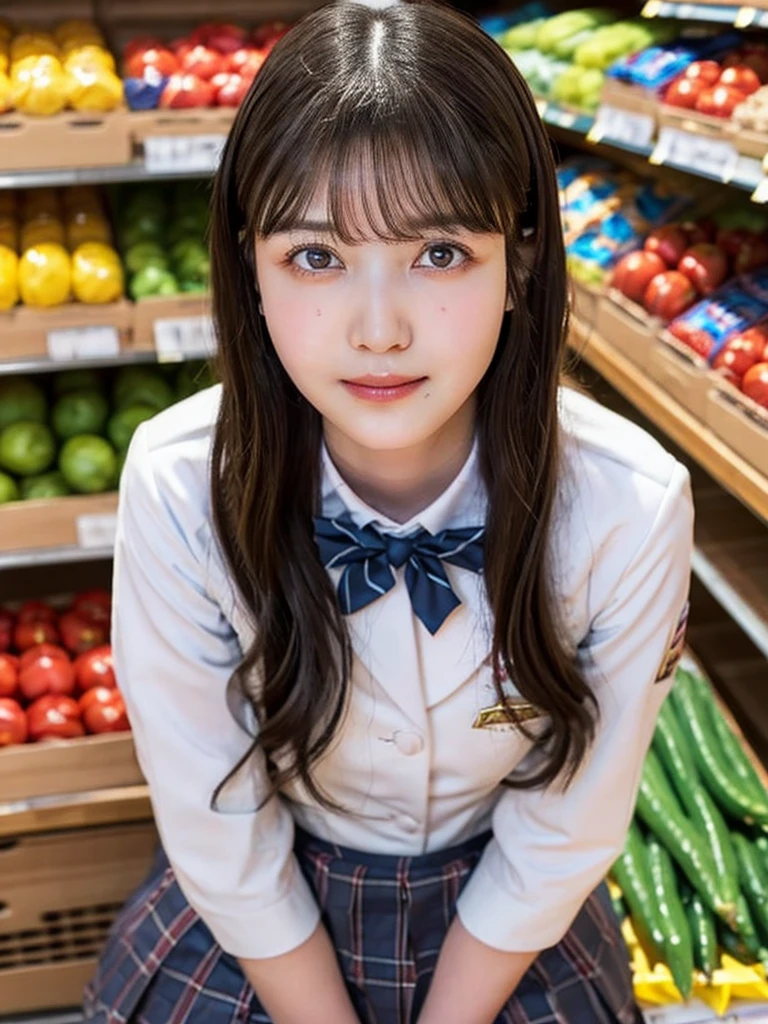 One Girl, (beautiful girl, Delicate girl:1.3), (************:1.3),
break, (Uniform Costume:1.3),
break, (Sitting in the supermarket:1.2),
break, Very beautiful eyes, (Symmetrical eyes:1.3),
break, Small breasts, Brown eyes, Parted bangs, Brown Hair, (Upper teeth, The best smile:0.2),
break, (Eye and facial details:1.0),
break, (masterpiece, Highest quality, Very detailed, Detailed face, 8k)