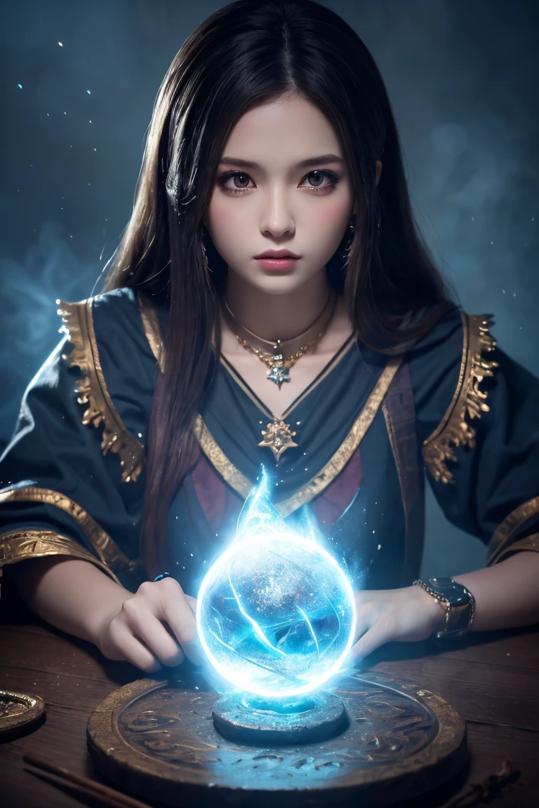 ((masterpiece)), ((best quality)), (ultra-detailed), ((extremely detailed)), ((kawaii)), cute, (lovely), 4K, (8K), best quality, (beautiful), photorealistic, fantasy world, a cute girl, solo, mage, (casting spells), ((magical battle)), glowing staff, fierce determination, swirling energy, mystical aura, powerful magic, dramatic lighting, natural light, soft shadows,