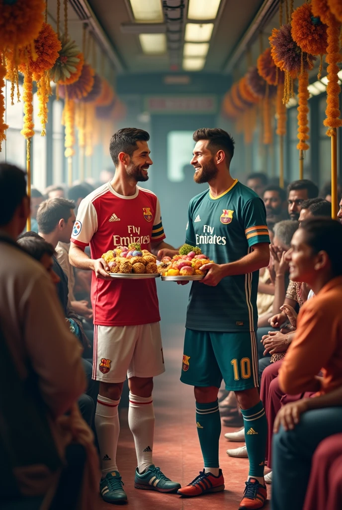 Ronaldo and messi selling sweets in indian train