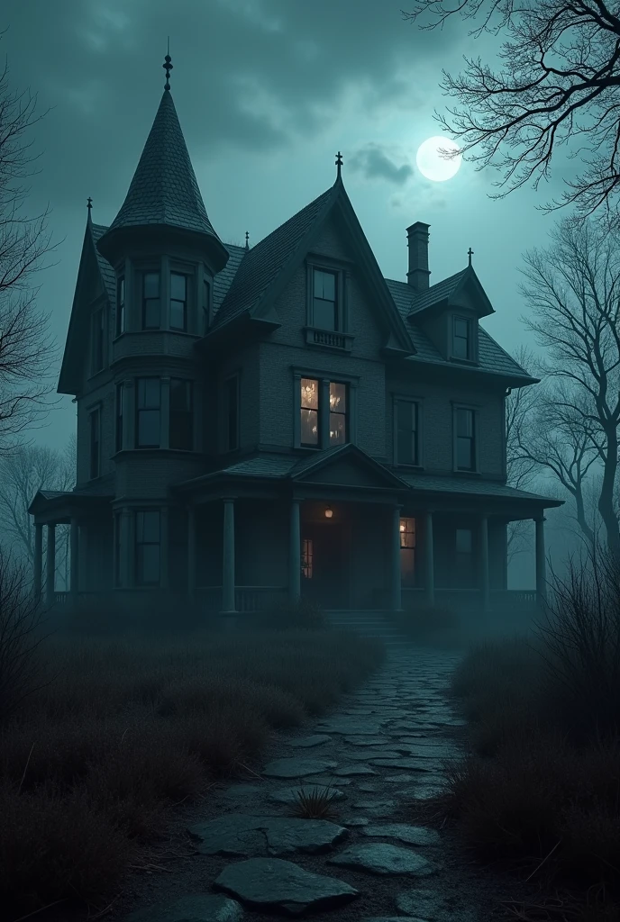 Vfx house and animated and horror vibe little broken upon up picture in night and full house pic