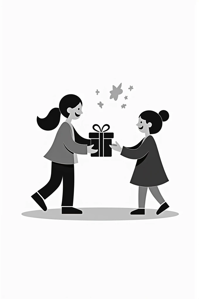 I wanted to create a monochrome logo of a happy person bringing a gift to someone else