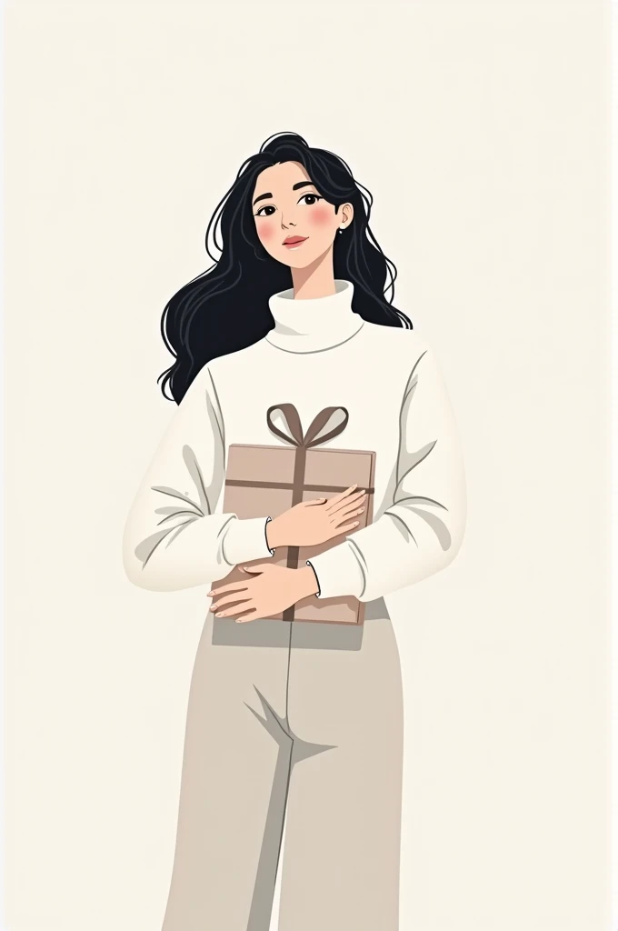 i wanted to create a monochrome logo of a happy woman carrying a gift