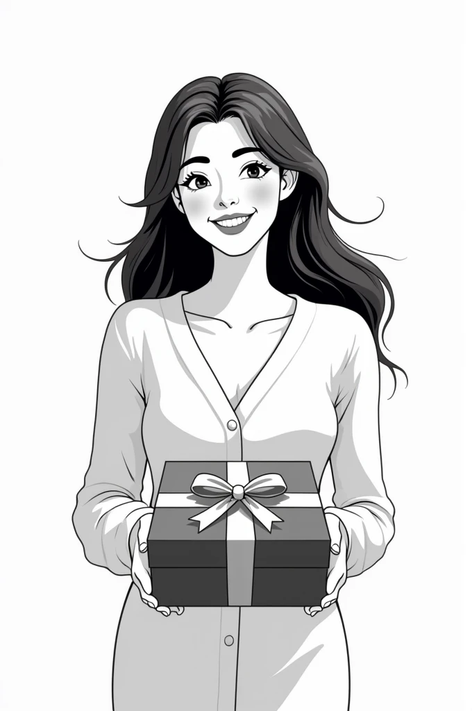i wanted to create a monochrome logo of a happy woman giving a gift