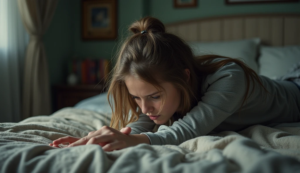 realistic photo, detailed photo, (young woman sliding down her clothes because she lose everything in monster type card game, she is scared and helpless )
