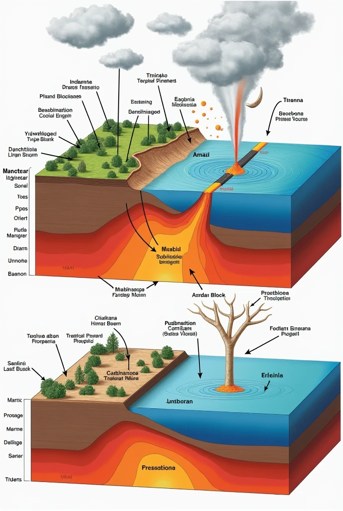 Indonesian language tectonic subduction process diagram