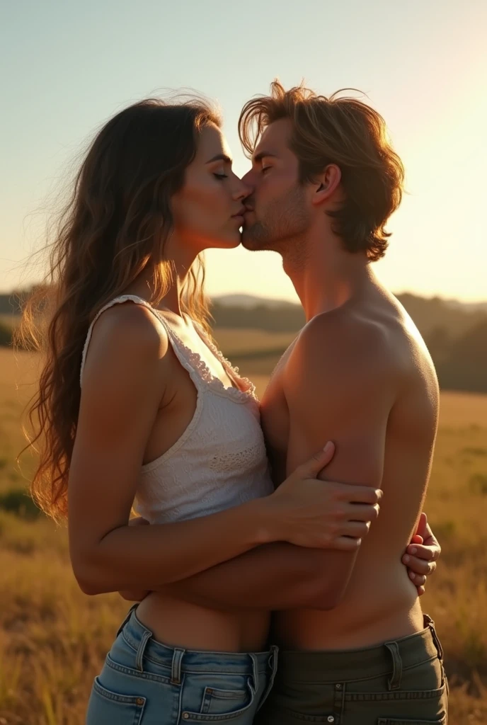 a young teen son and his beautiful, sexy, and slender mother slow dancing closely with the son's hand on his mother's ass and passionately kissing on mouth, both are naked