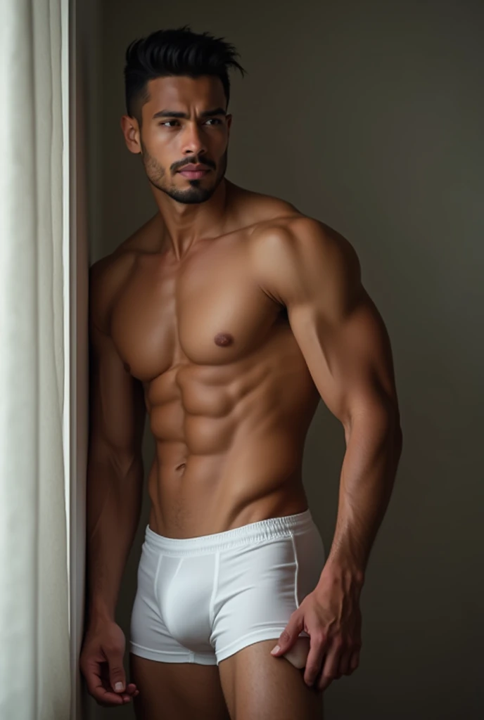 Sexy Bolivian man in white boxers 