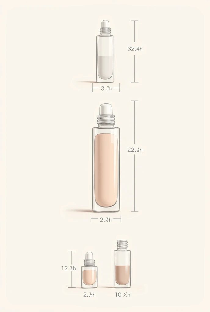 Please create a schematic sketch for my tinted serum and the cap is a dropper cap and it should include all dimensions 