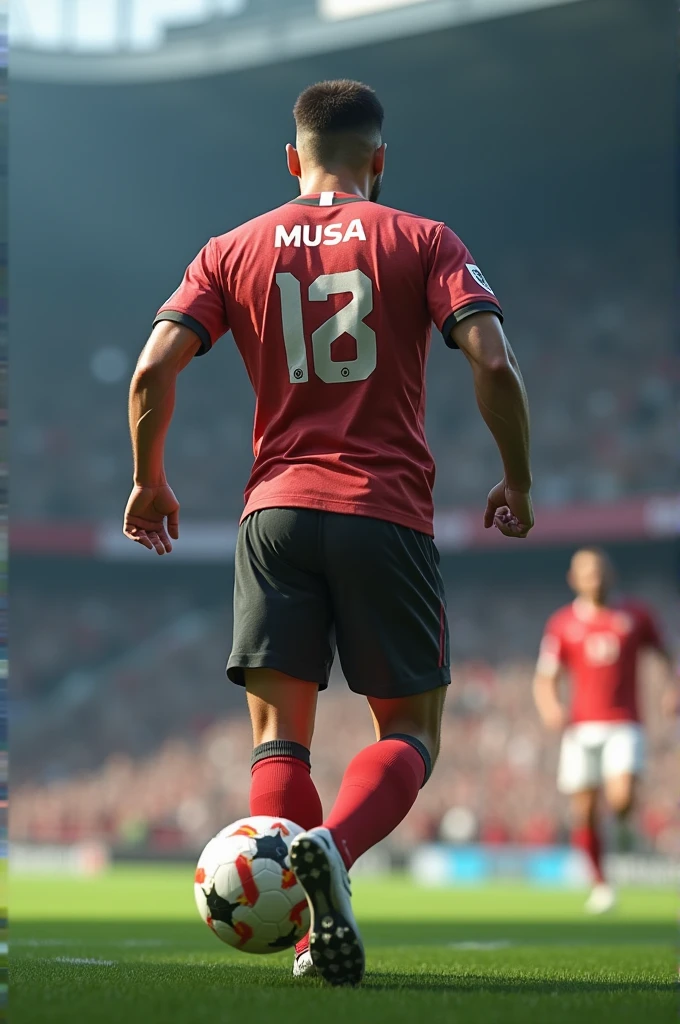 3D soccer player with back name musa