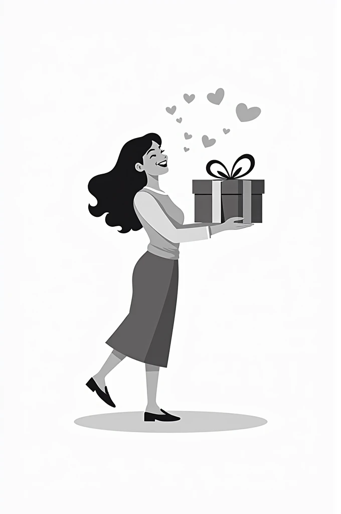 i wanted to create a monochrome logo of a happy woman giving a gift, square image