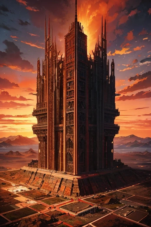 Highest quality、masterpiece、Desolate Earth、wreckage、Red Sky、Surrealism