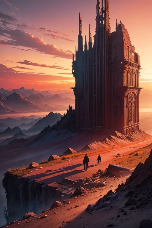 Highest quality、masterpiece、Desolate Earth、wreckage、Red Sky、Surrealism