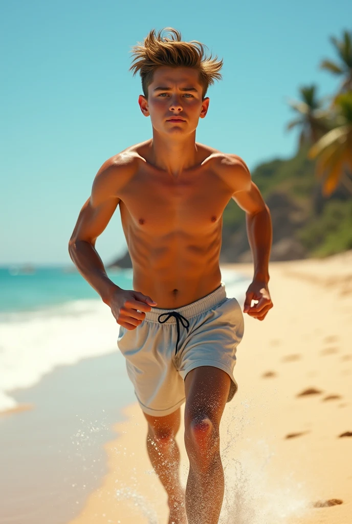 male running in beach who naked and he is handsome