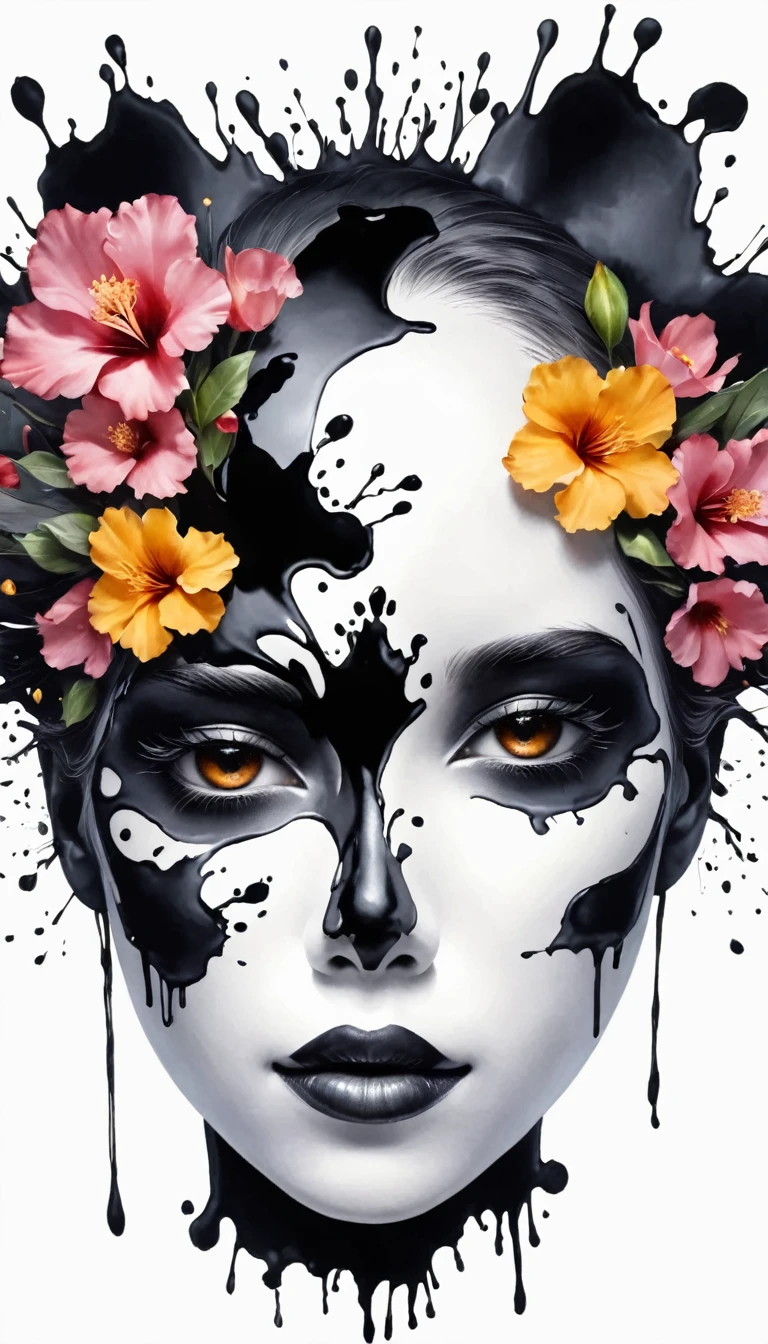 Rorschach inkblot image in the shape of a black woman, White background, 32K, Ultra HD