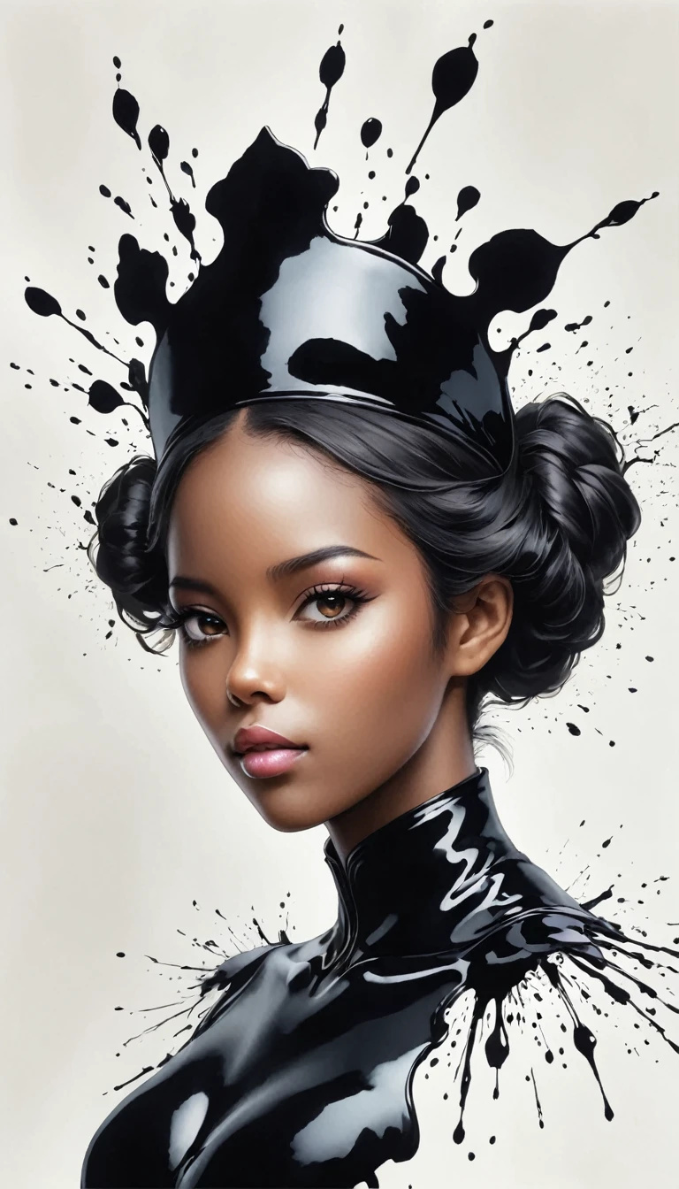 Rorschach inkblot image in the shape of a black woman, White background, 32K, Ultra HD