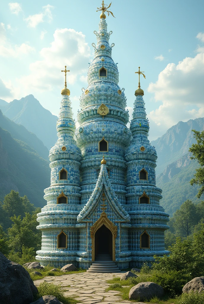 Temple made from plastic water bottle