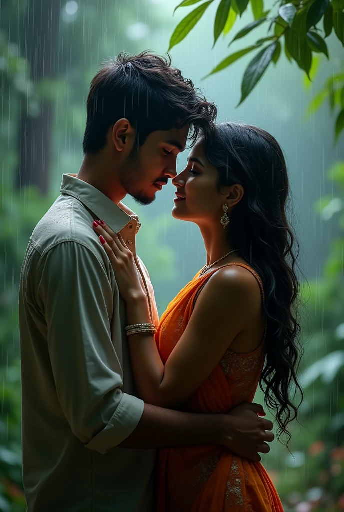 Muslim boy and a Hindu girl making love in the rain