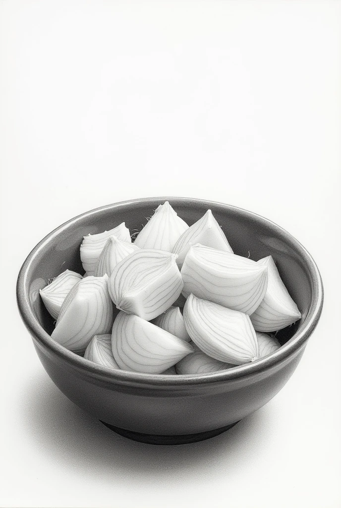 chopped onion on a bowl drawing