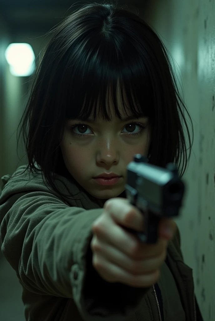 The girl holding a gun, Matilda from the movie "Leon"