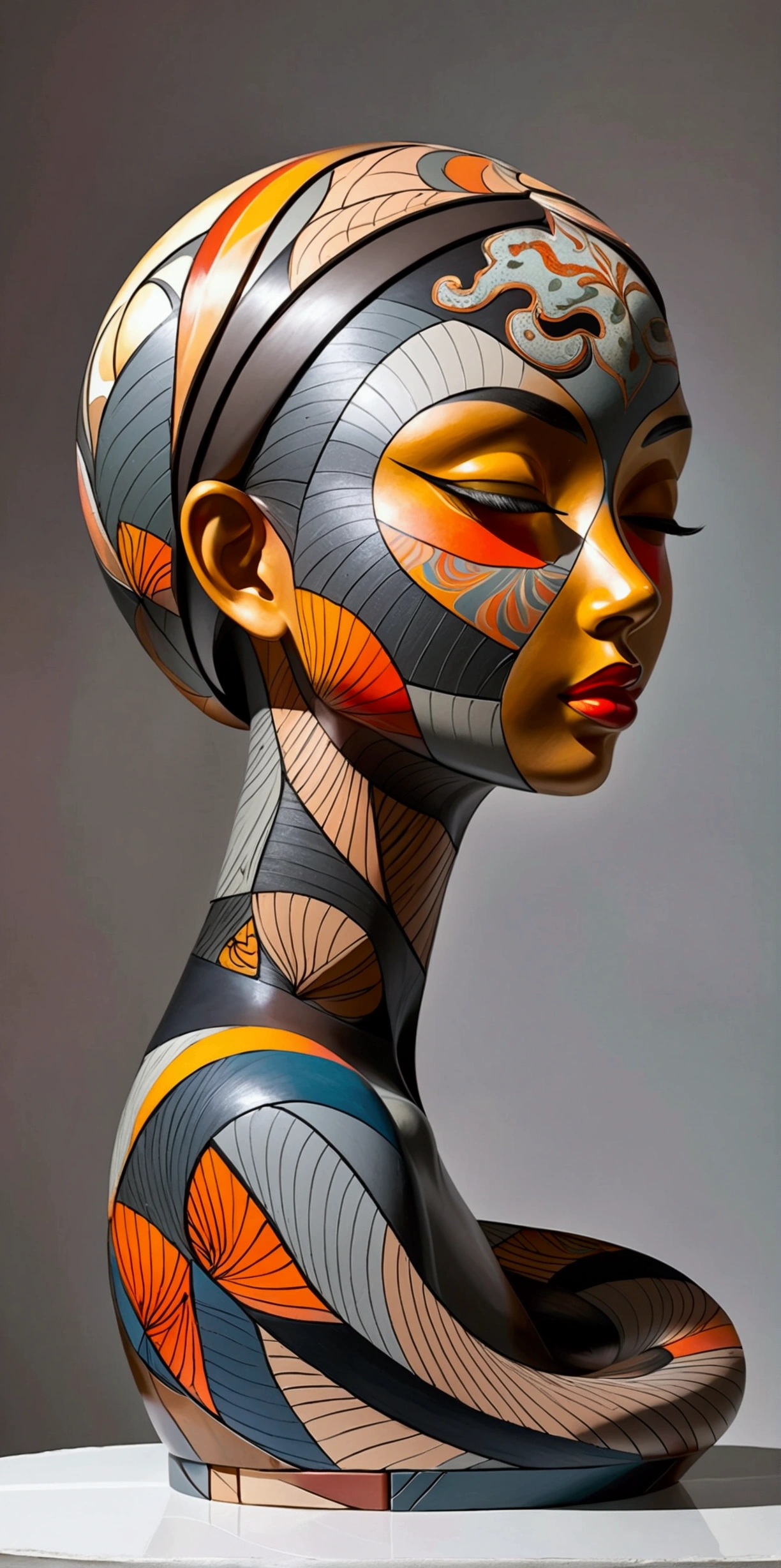 Abstract Sculpture ,Young woman(Thai)Half Body,Abstract Art,Surrealism