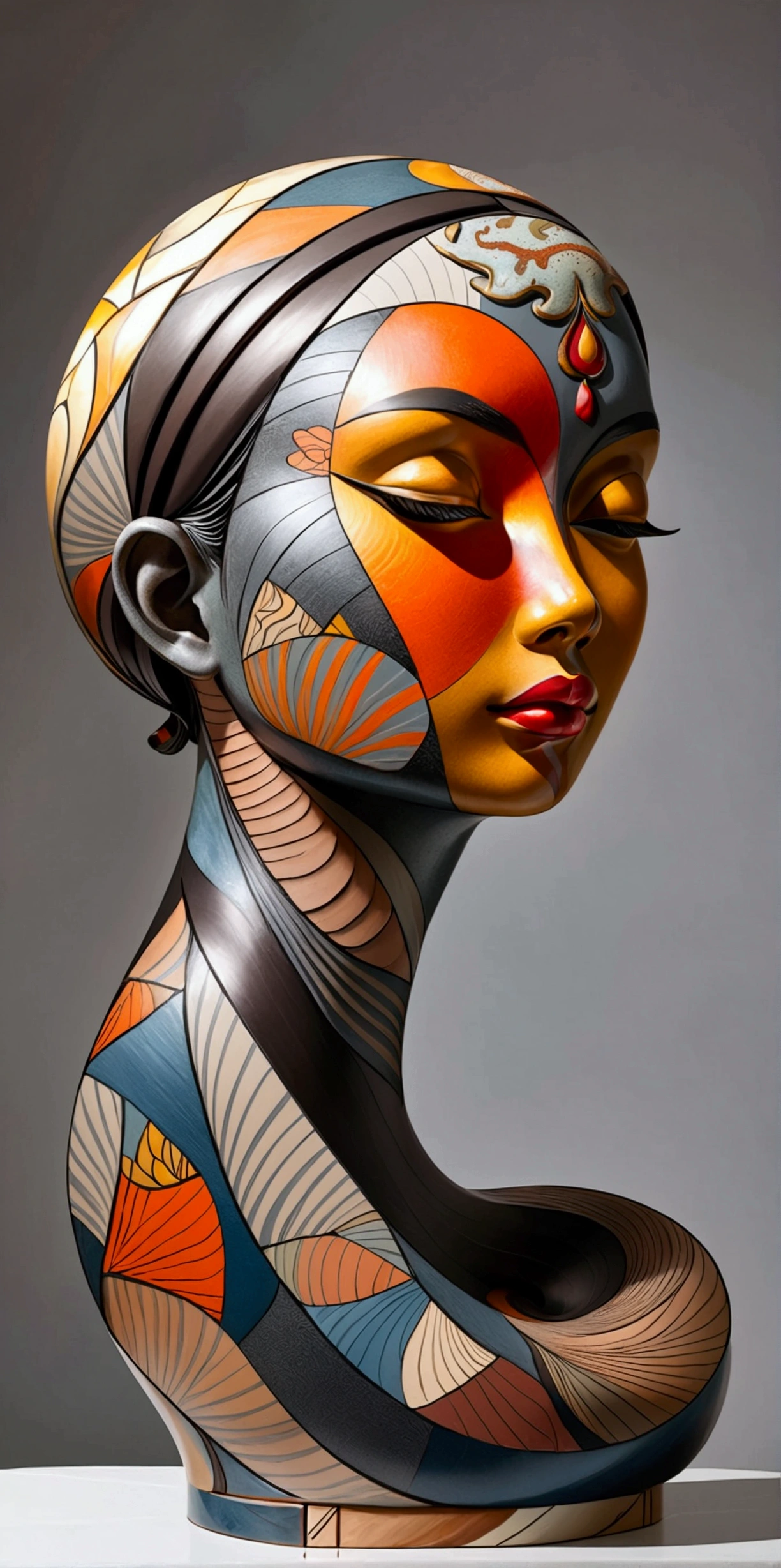 Abstract Sculpture ,Young woman(Thai)Half Body,Abstract Art,Surrealism