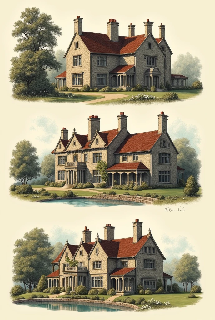 Old english house prints