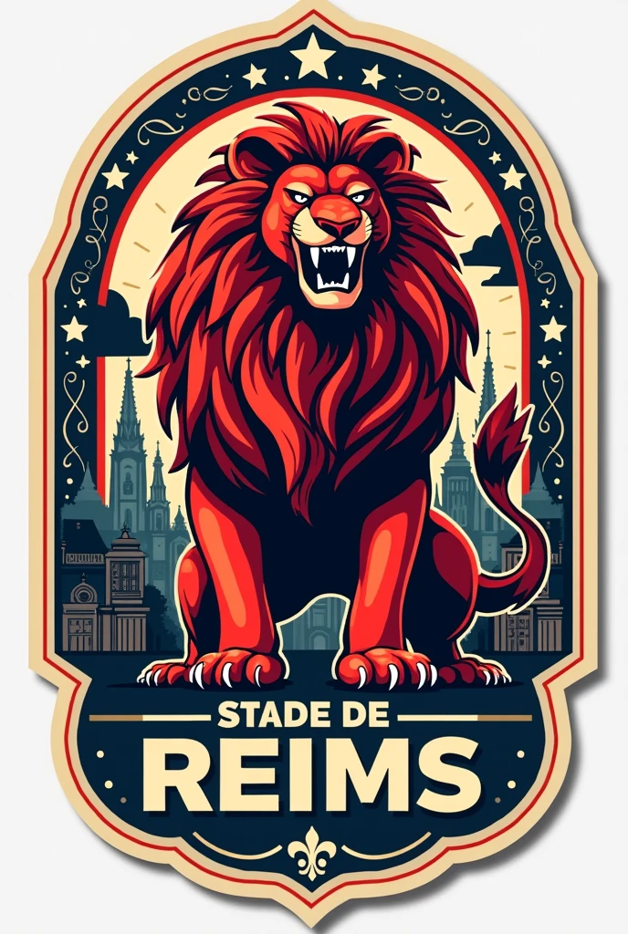 Fait moi un stickers original pour les supporters du Stade de Reims avec des clin d'oeil à la ville de Reims