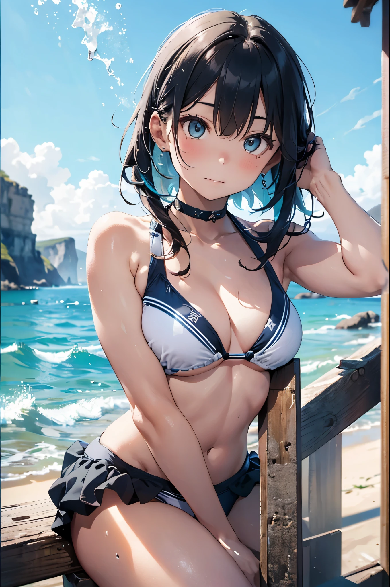 High resolution,topless、
One beautiful young woman,Light blue hair、ponytail、
(Soft Saturation:1.3), (Fair skin:1.2),
(ultra-Detailed Background, Detailed Background), Bokeh,
break'Portrait of a smiling girl.,
When viewed from the front, The composition is symmetrical,
Looking straight at you with serious eyes,
break Swimwear, White Bikini, Center of chest,
Outdoor, Sea surface, null, sunlight,Summer beach, Sandy Beach,
Strong light, Front lighting,
(:1.3), (Cowboy Shot:1.2),
Front brake angle,
View your audience,
Dynamic pose,
sitting on the beach
Seaweed、Seaweed、Seaweed、Seaweed、Seaweed、Seaweed、Seaweed、