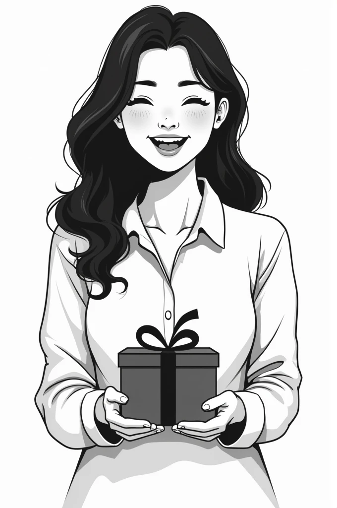 I wanted to create a monochrome logo of a happy woman giving a gift