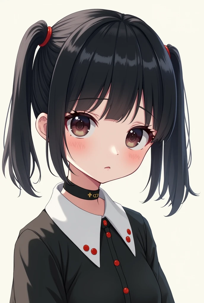Short twin tails girl Black Hair Collar